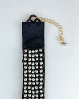 Danielle Welmond Silver Pearls on Brown Leather Bracelet