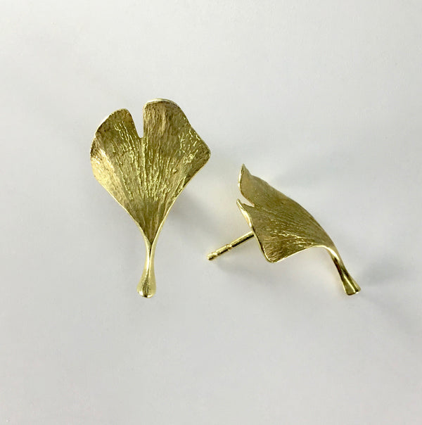 John Iversen 18k Baby Ginkgo Leaf Earrings