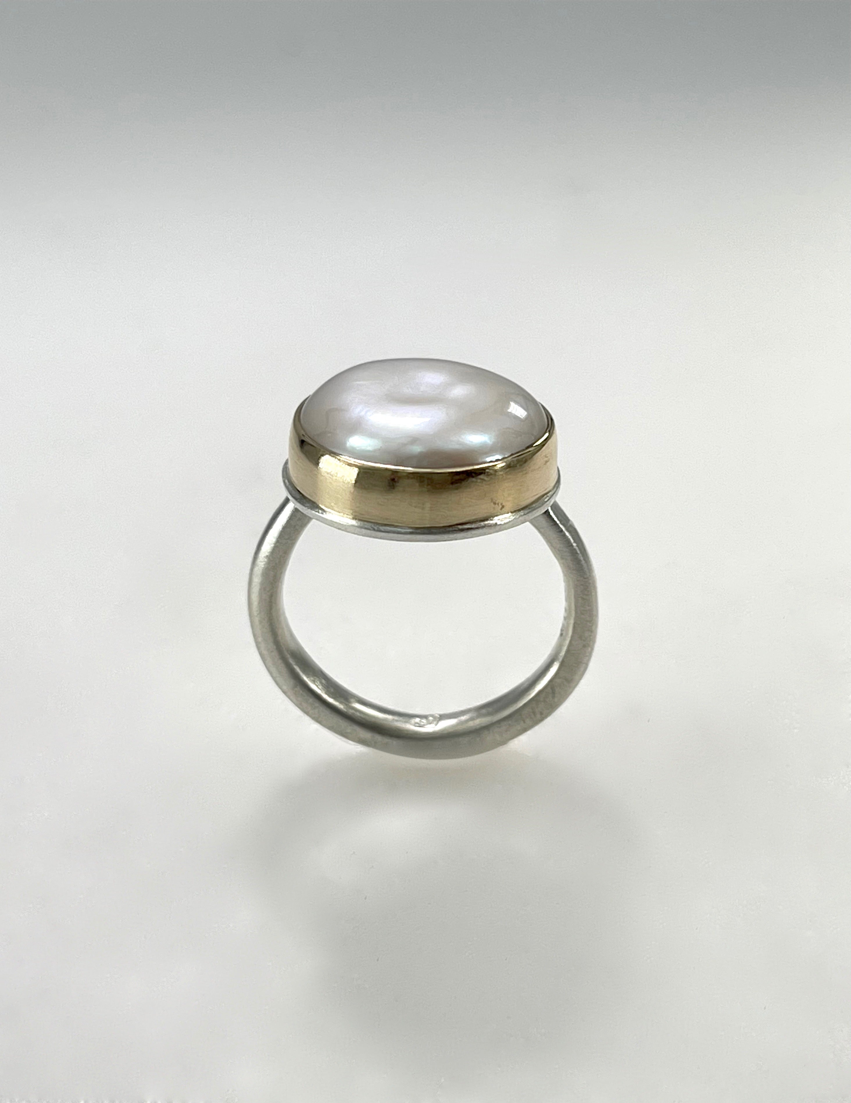 Jamie Joseph  Large Asymmetrical Tahitian Mabe Pearl Ring at