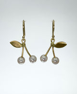 18K Gold with Pearl Cherry Earrings