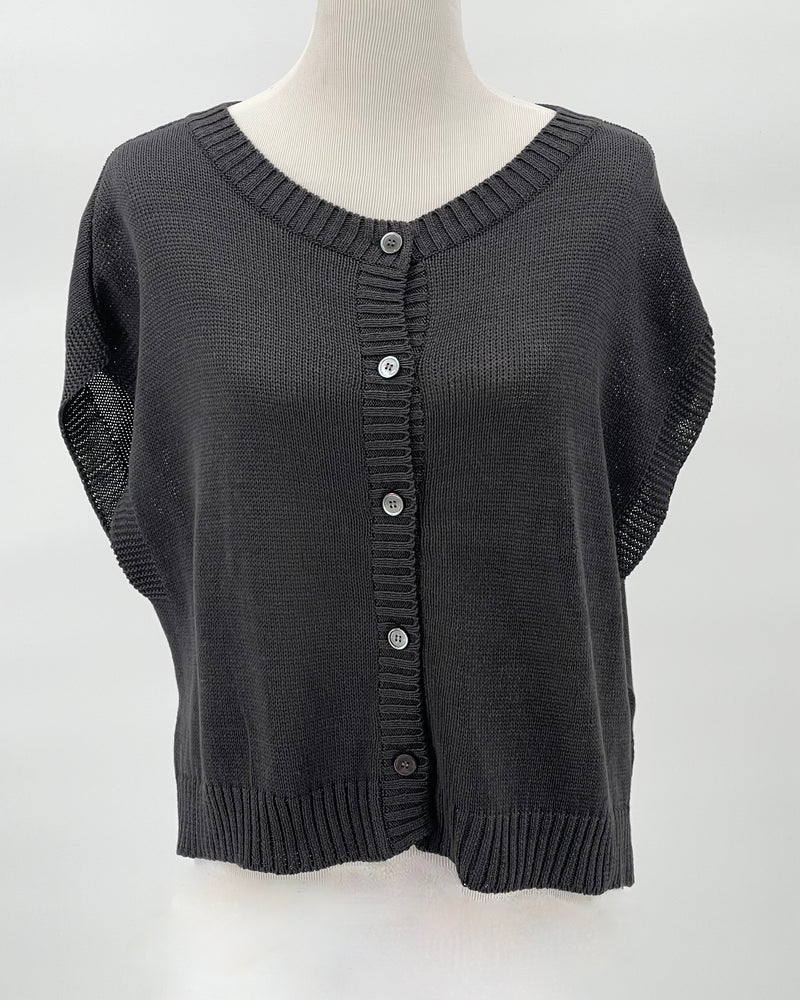 Basco Cotton Vest, Charcoal Black