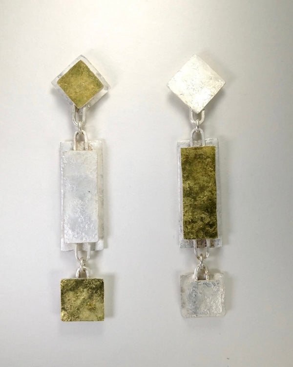 Biba Schutz Sterling Square Link Bi-Metal Earrings
