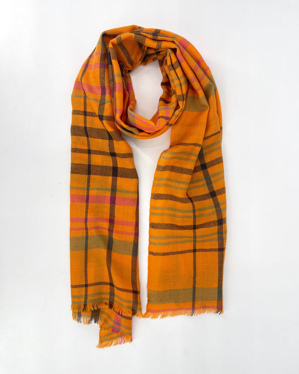 Orange Check Shawl