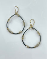 Dana Kellin Round Tear Drop Oxidized Earrings