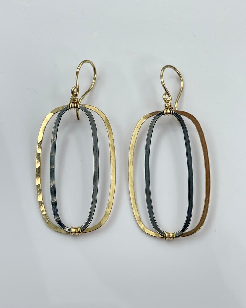 Dana Kellin Long Oval Mixed Metal Earrings