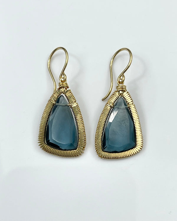 Dana Kellin London Blue Quartz Triangular Earrings