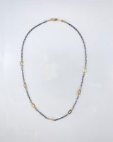 Dana Kellin Pearl, Dark Silver, and Gold Necklace