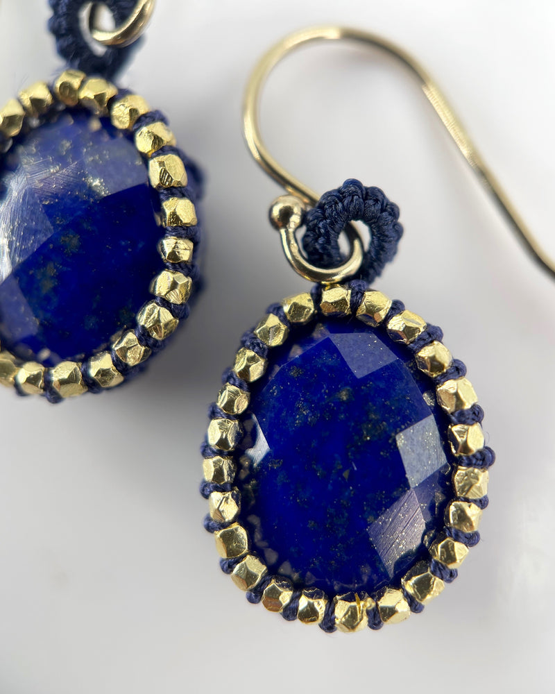 Caged Lapis Drop Earrings