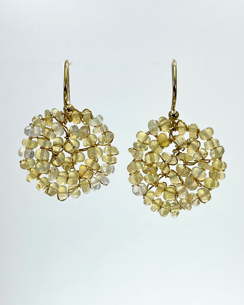Opal Woven Coin Earrings