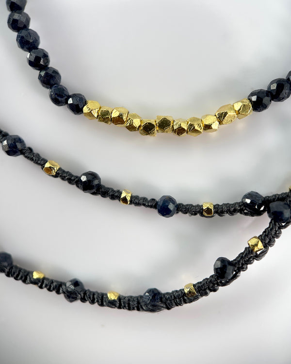 Blue Sapphire and 14K Vermeil Beads Necklace