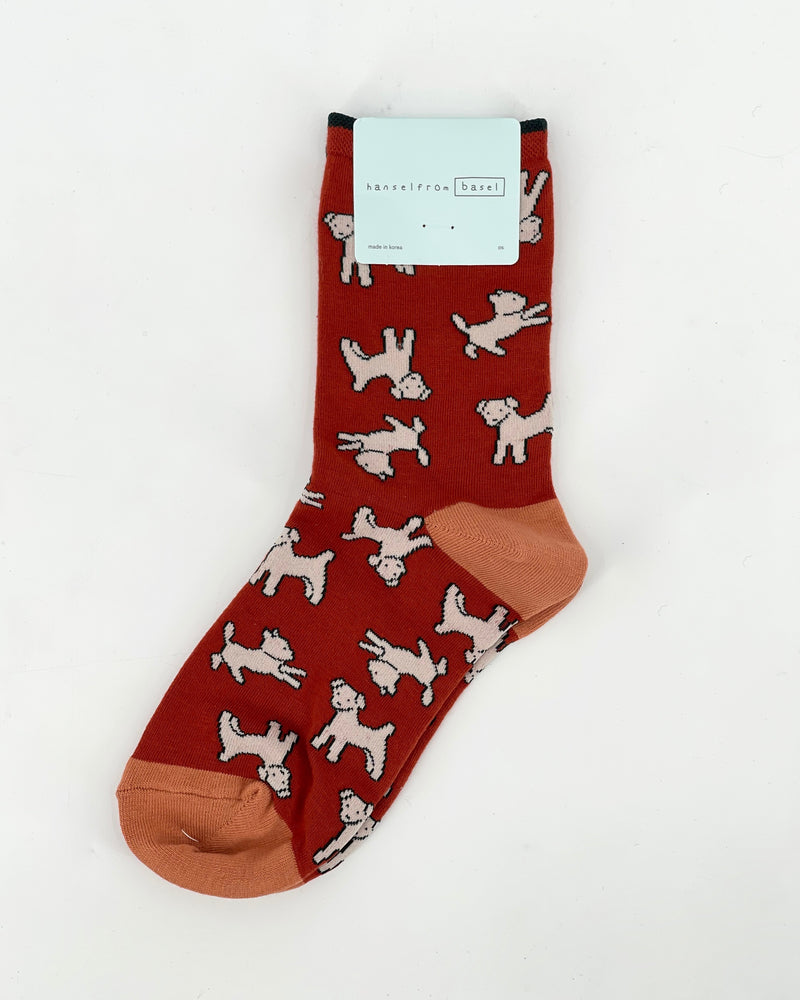 Raining Cats and Dogs Brick Crew Socks