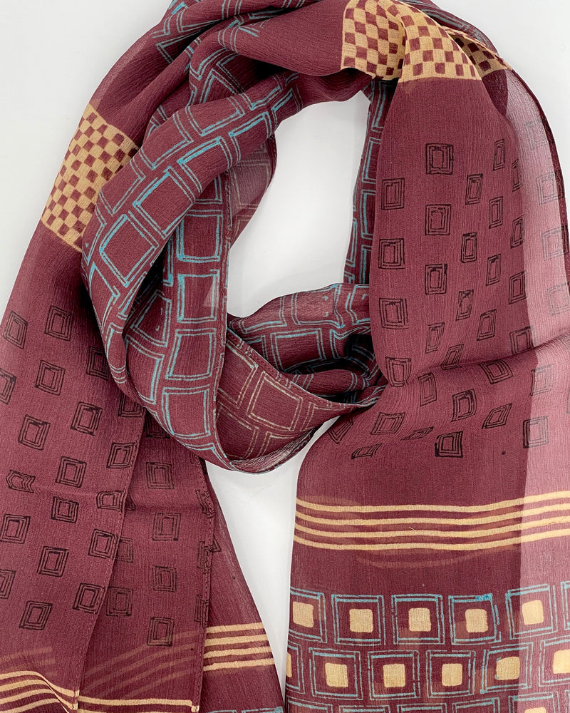 Hazelnut Squares Silk Scarf