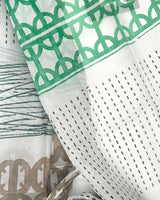 Light Gray & Green Silk Scarf