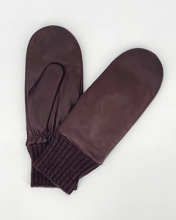 Hestra Tina Leather Mittens, Dark Plum