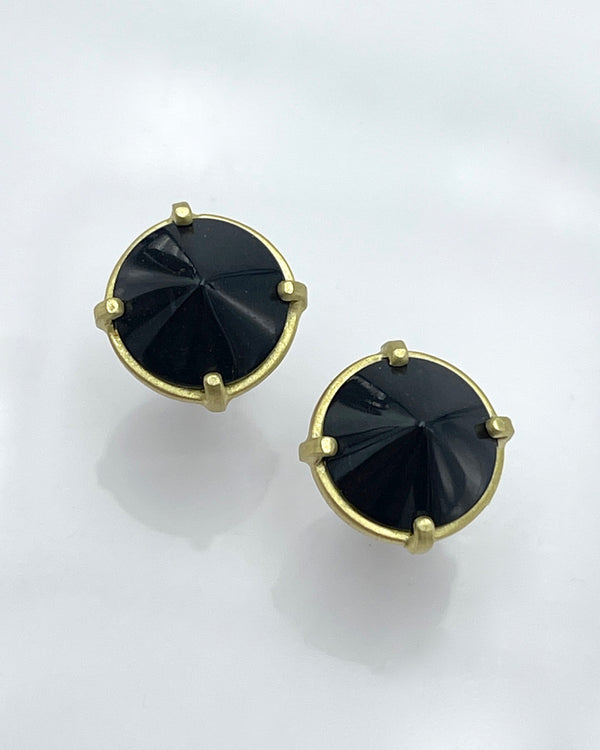 Black Jade Cone Post Earrings