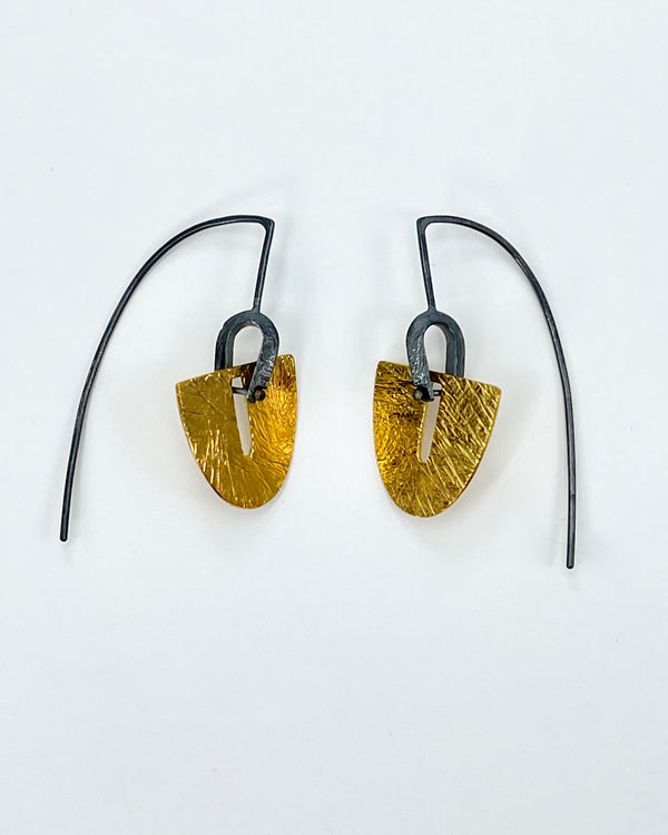 Carved Arch Slot with 18K Vermeil Earrings