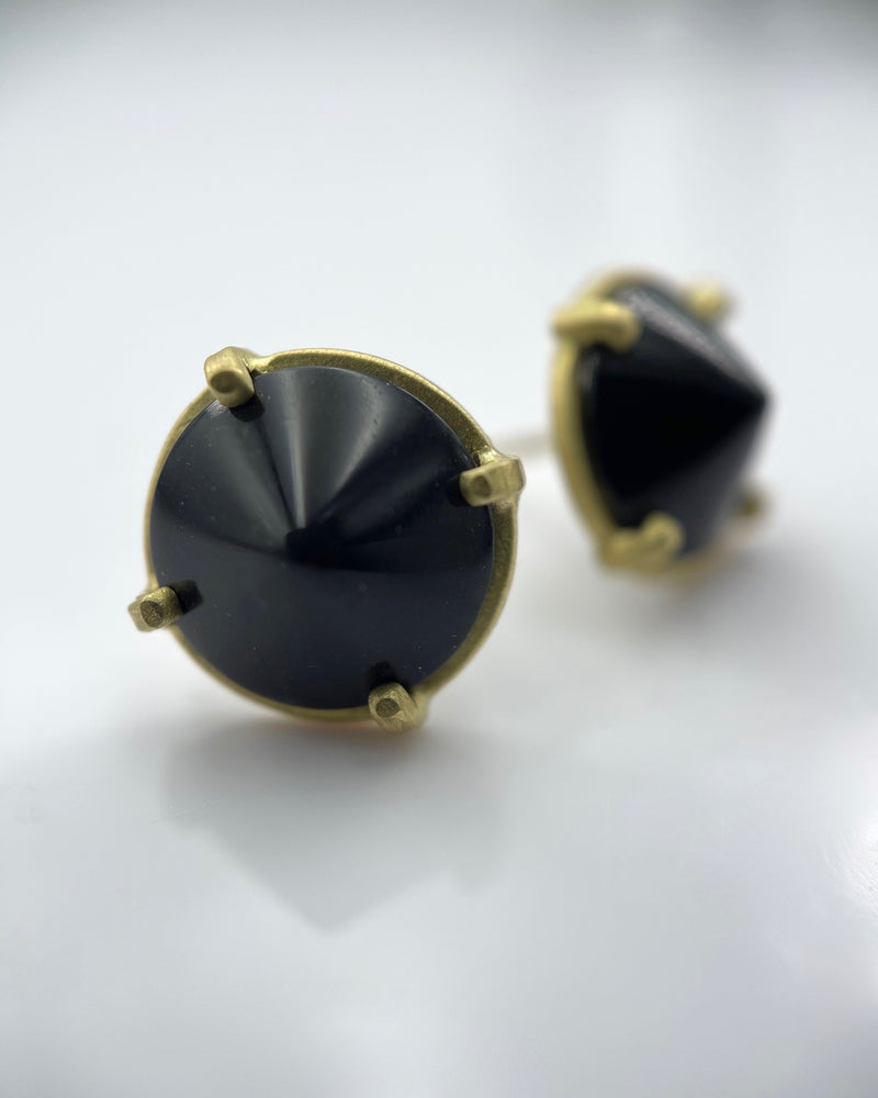 Black Jade Cone Post Earrings