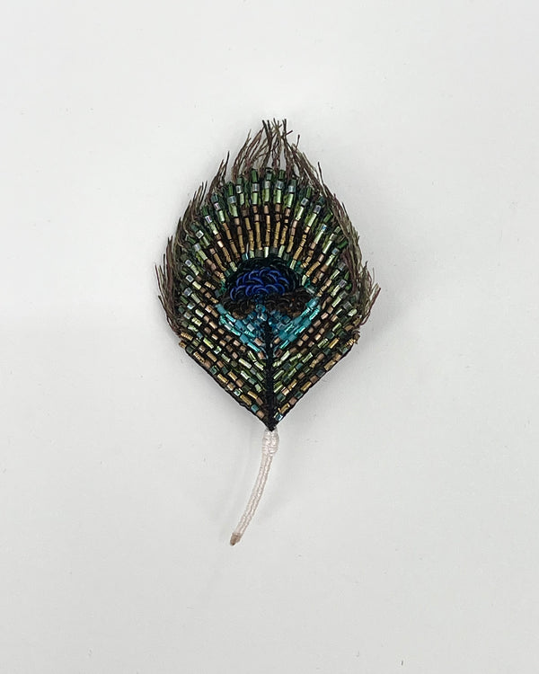 Luminous Peacock Feather Brooch