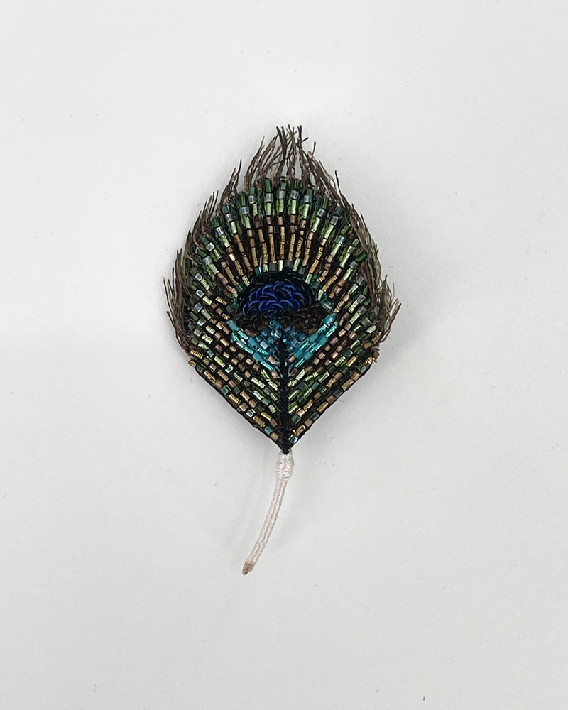 Luminous Peacock Feather Brooch