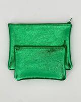 Matte Foil Verdant Leather Pouches