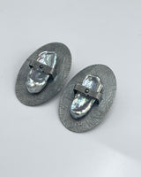 Heather Guidero Carved Ellipse with Biwa Pearl Earrings