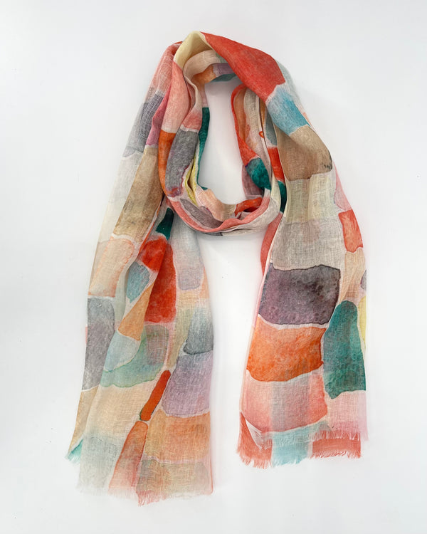 Linen Contoured Shapes Scarf