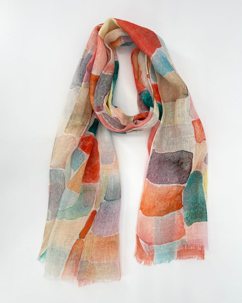 Linen Contoured Shapes Scarf