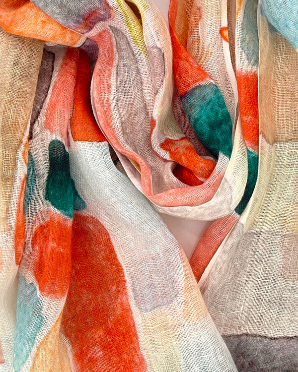 Linen Contoured Shapes Scarf