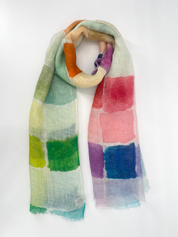 Linen Painted Squares Scarf