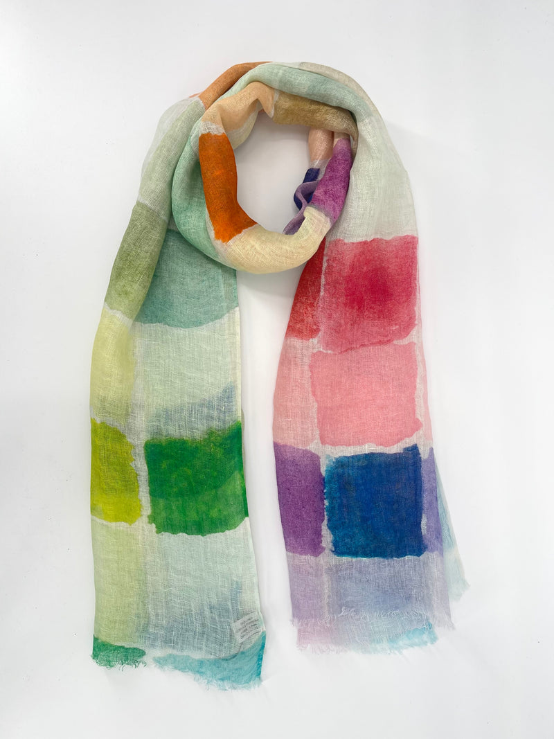 Linen Painted Squares Scarf