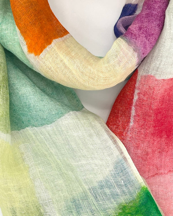 Linen Painted Squares Scarf