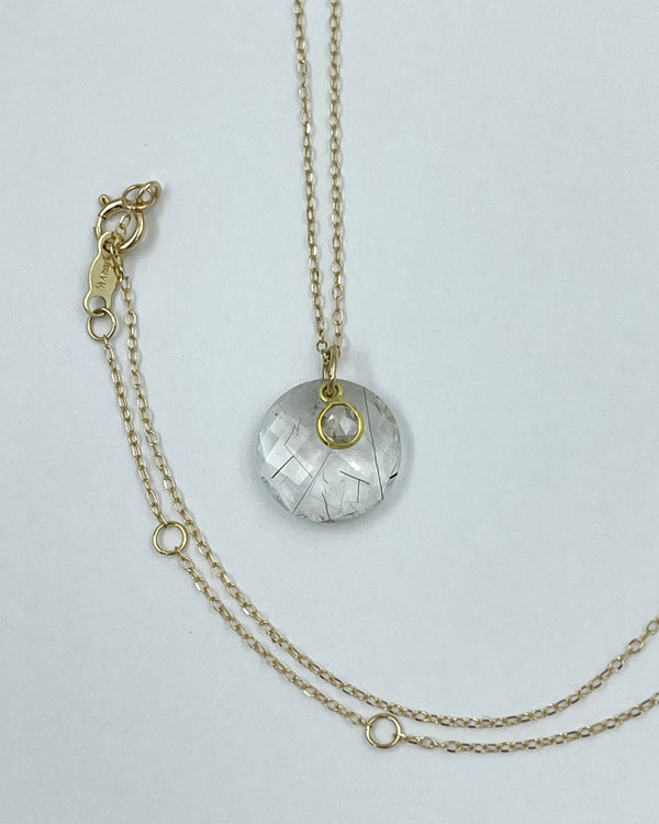 Margaret Solow Tourmalated Quartz & Diamond Necklace