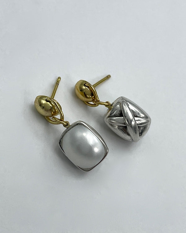 Vaubel Designs Reversible Silver X & Pearl Earrings