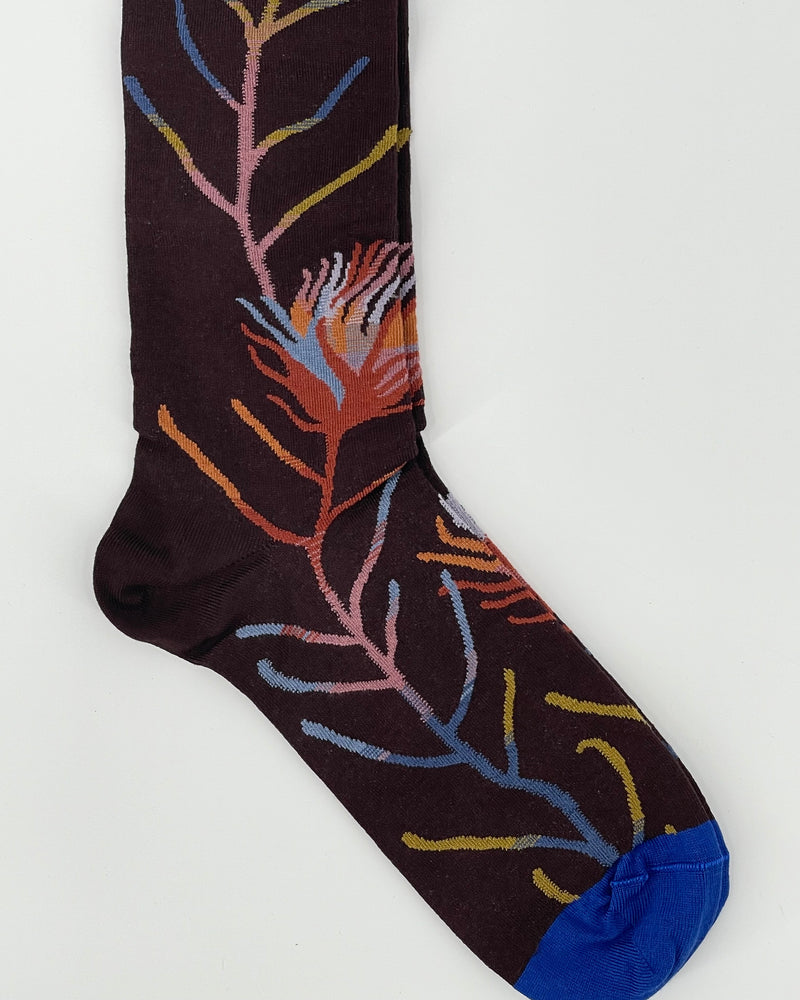 Flower-Dark Brown Women's Knee-High Socks
