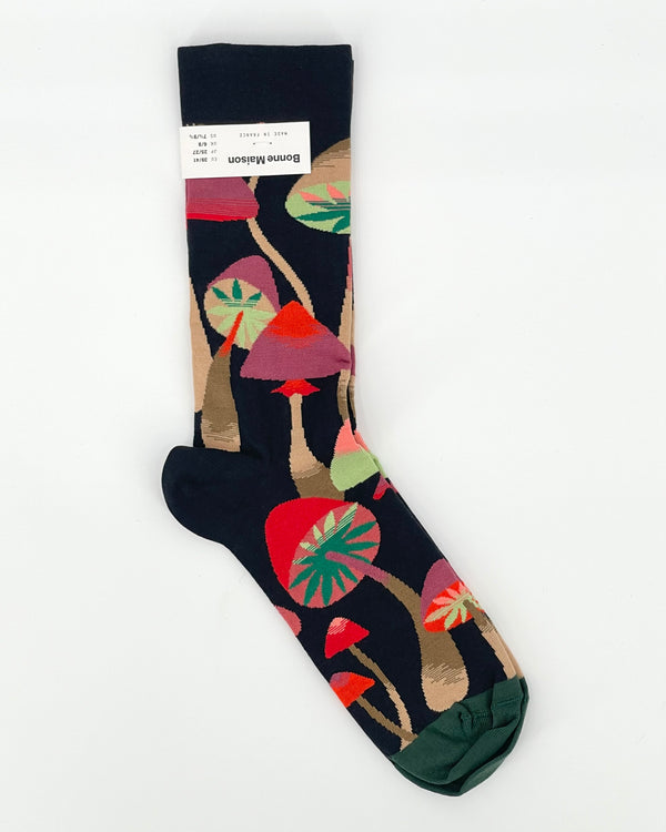 Mushroom-Black Socks