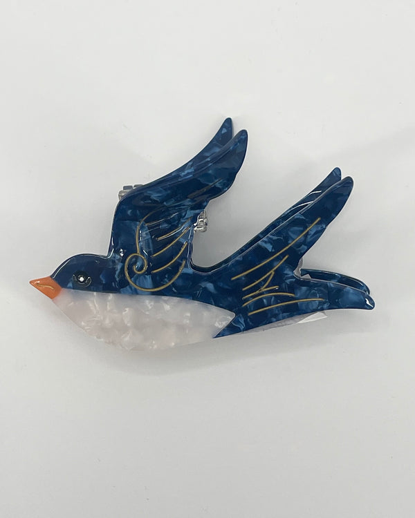 Blue Swallow Hair Clip
