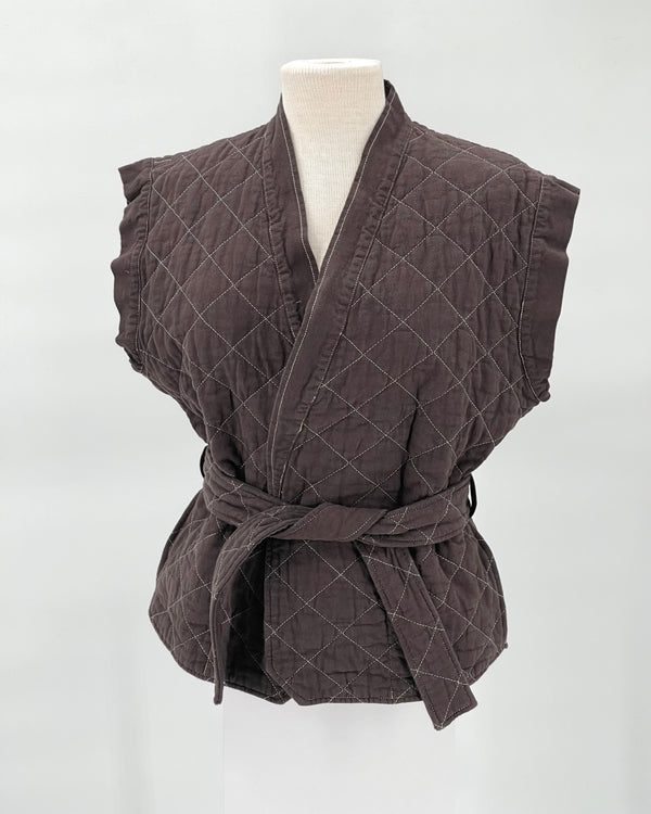 Quilted Wrap Vest, Espresso