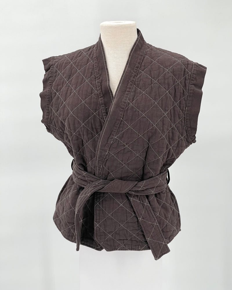 Quilted Wrap Vest, Espresso