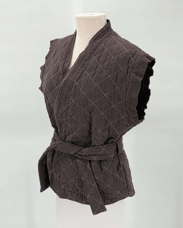 Quilted Wrap Vest, Espresso