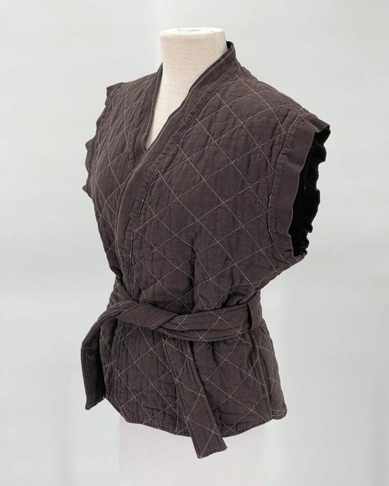 Quilted Wrap Vest, Espresso