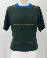 Wiggle Stripe Knit Grid Tee, Calathea