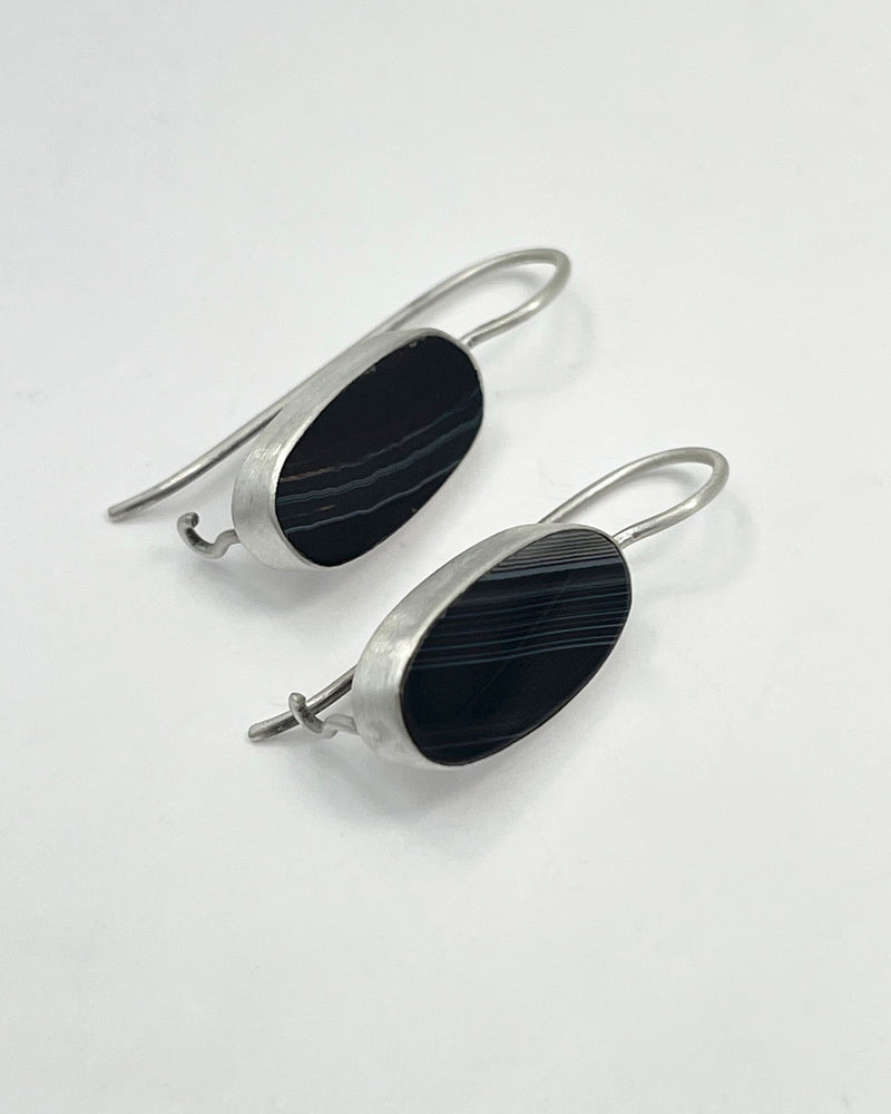 Oval Flat-Cut Stone Drop Earrings