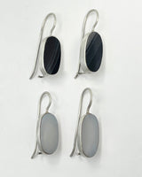 Oval Flat-Cut Stone Drop Earrings