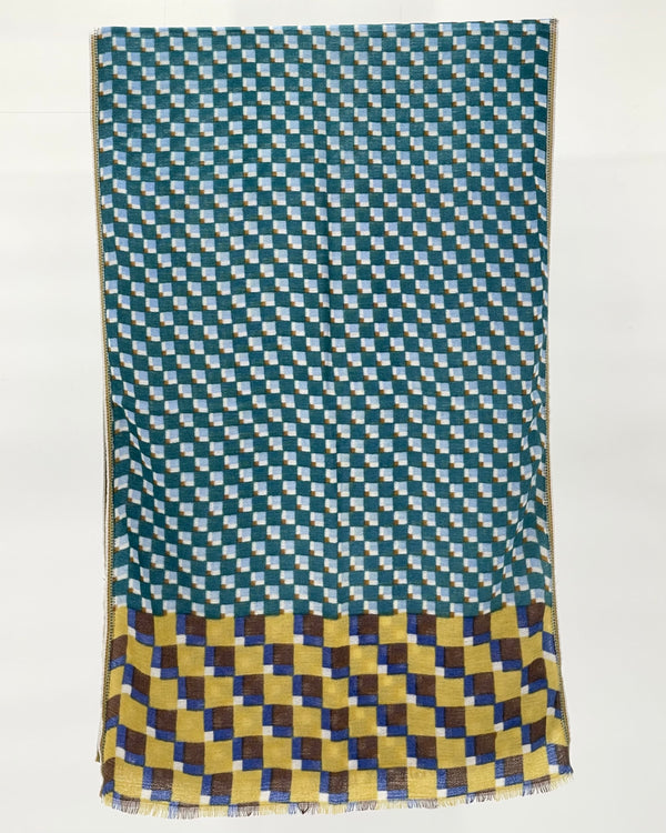 Mini Squares Pine Wool Scarf