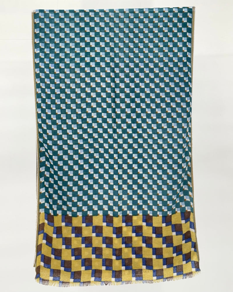 Mini Squares Pine Wool Scarf