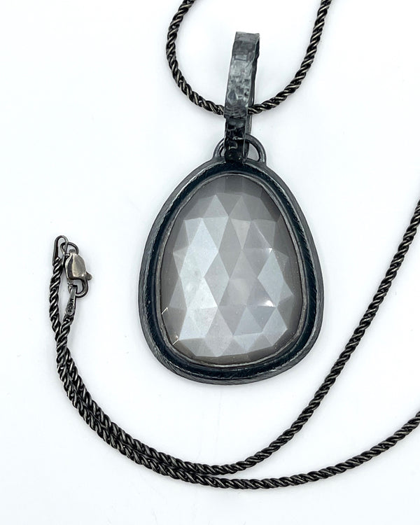 Silver Pendant with Gray Moonstone