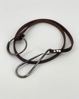 Johnny Farah Engraved Leather Belt, Brown