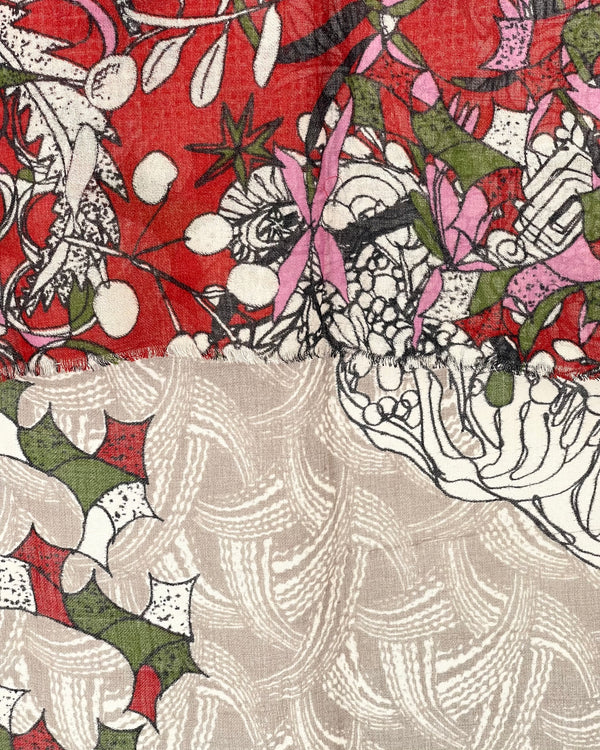 Reed and Olive Shawl, Red