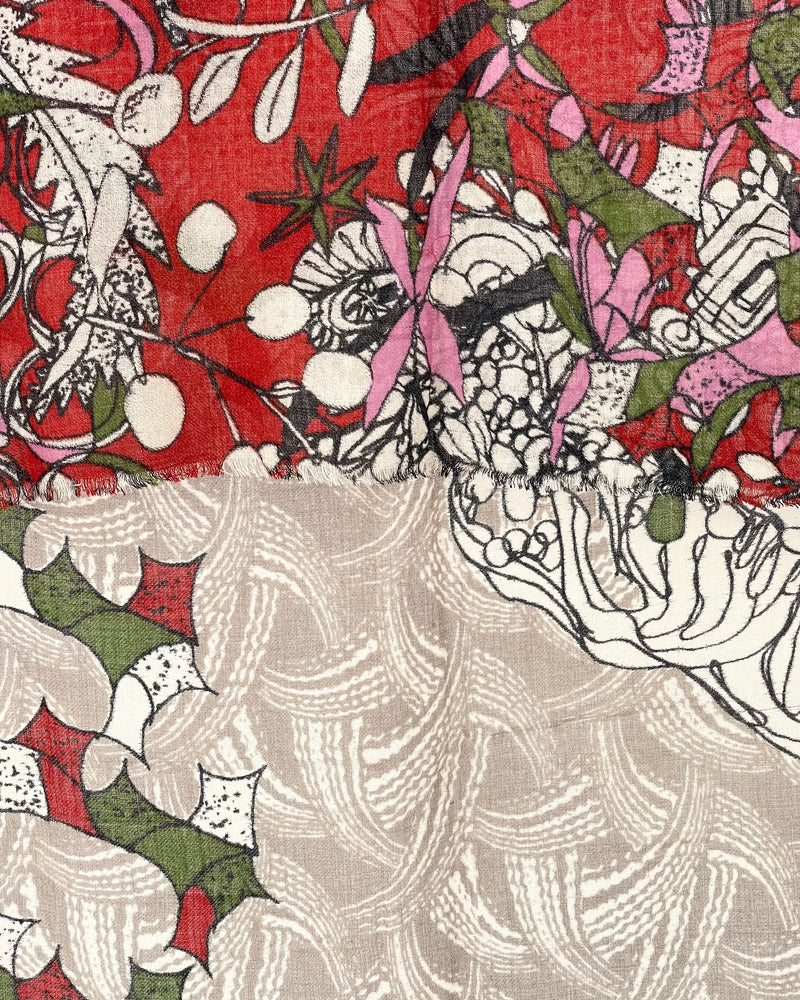 Reed and Olive Shawl, Red