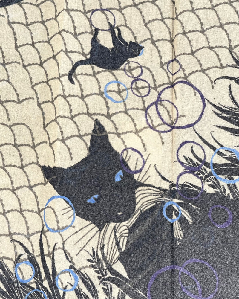 The Greedy Cat Shawl, Light Blue